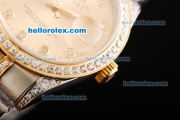 Rolex Datejust Automatic Movement Golden Dial with Diamond Markers and Two Tone Strap