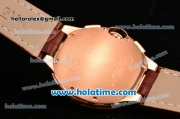 Cartier Ballon Bleu De Medium Chrono Miyota Quartz Rose Gold Case with Brown Dial and Roman Numeral Markers