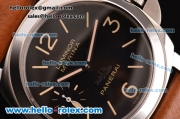 Panerai Luminor Marina Swiss ETA 6497 Manual Winding Steel Case with Black Dial and Brown Leather Strap