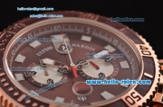 Ulysse Nardin Maxi Marine Diver Chrono Miyota OS20 Quartz Rose Gold Case with Brown Rubber Strap Brown Dial 7750 Coating