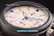 IWC Pilot's Chronograph Miyota Quartz PVD Case with White Dial and Black Leather Strap