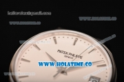 Patek Philippe Calatrava Swiss ETA 2824 Automatic Steel Case with Black Leather Strap White Dial and Stick Markers