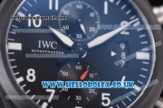 IWC Pilot Top Gun Miramar Chrono Swiss Valjoux 7750 Automatic PVD Case with Black Dial Stick/Arabic Numeral Markers and Black Leather Strap
