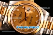 Rolex Datejust II Asia 2813 Automatic Steel/Yellow Gold Case with Diamonds Markers and Yellow Gold Dial