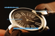 Cartier d'Art Swiss Quartz Steel Case with Brown Dial and Brown Leather Strap