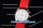 Rolex Pre-Daytona Chrono Miyota OS20 Quartz Steel Case with White Dial Stick Markers and Red Nylon Strap