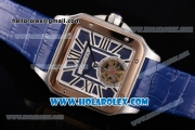 Cartier Santos Tourbillon Asia Automatic Steel Case with Blue Dial and Rose Gold Bezel - Roman Numeral Markers