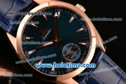 Omega Seamaster Aqua Terra 150 M Small Seconds 6497 Manual Winding Rose Gold Case with Blue Dial and Blue Leather Strap