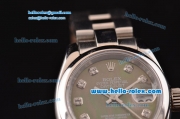 Rolex Datejust Lady 2813 Automatic Steel Case with Grey MOP Dial Stianless Steel Strap and Diamond Markers