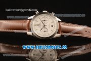 Omega Speedmaster'57 Co-Axial Chronograph Clone Omega 9300 Automatic Steel Case with Stick Markers White Dial and Brown Leather Strap (EF)