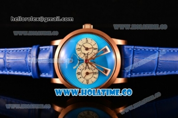 Patek Philippe Grand Complications Asia Automatic Rose Gold Case with Blue Dial and Blue Leather Strap