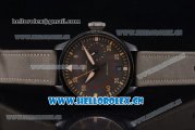 IWC Big Pilot Swiss Valjoux 7750 Automatic PVD Case with Brown Dial Stick/Arabic Numeral Markers and Grey Leather Strap (ZF)