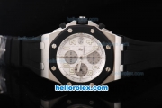 Audemars Piguet Royal Oak Offshore Chronograph Swiss Valjoux 7750 Movement White Dial with Numeral Marker and Black Bezel-Black Rubber Strap