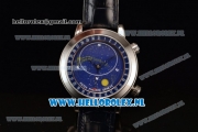 Patek Philippe Grand Complication Sky Moon Celestial Compass Miyota 9015 Automatic Steel Case with Blue Dial and Blue Genuine Leather Strap (GF)