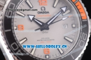 Omega Seamaster Planet Ocean 600 m Omega Co-axial Master Chronometer Clone Omega 8900 Automatic Steel Case with Grey Dial White Leather Strap and Stick Markers (EF)