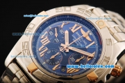 Breitling Chronomat B01 Chronograph Swiss Valjoux 7750 Automatic Movement Full Steel with Blue Dial and Rose Gold Markers