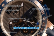 Ulysse Nardin Executive Dual Time & Big Date Japanese Miyota 9015 Automatic Rose Gold Case Coffce Dial Arabic Numeral Markers With Rose Gold Bezel Blue Rubber Strap(GF)