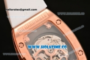 Richard Mille RM007 Miyota 6T51 Automatic Rose Gold Case with Diamonds Dial and White Rubber Strap