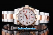 Rolex Datejust Turn-O-Graph Oyster Perpetual Two Tone with Gold Bezel and White Dial