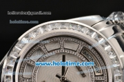 Rolex Day-Date Masterpieces Swiss ETA 2836 Automatic Steel Case with Diamonds Bezel and White MOP Dial (BP)