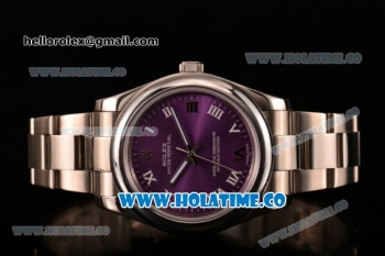 Rolex Air King Asia 2813 Automatic Full Steel with Purple Dial and Roman Numeral Markers