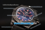 Breitling Avenger II Seawolf Asia 2813 Automatic PVD Case with Black Dial and Red Stick Markers