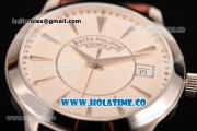 Patek Philippe Calatrava Swiss ETA 2824 Automatic Steel Case with Silver Stick Markers and White Dial