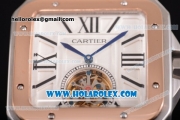 Cartier Santos Tourbillon Asia Automatic Steel Case with Rose Gold Bezel and White Dial - Roman Numeral Markers