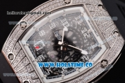 Richard Mille RM010 Miyota 9015 Automatic Steel/Diamonds Case with Skeleton Dial and White Inner Bezel