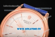 Rolex Cellini Time Asia 2813 Automatic Rose Gold Case with Beige Dial Blue Leather Strap and Stick Markers