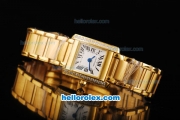 Cartier Tank Miyota Quartz Movement Gold Case with Diamond Bezel and Black Roman Marking-Lady Size