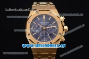 Audemars Piguet Royal Oak Chronograph Swiss Valjoux 7750 Automatic Yellow Gold Case/Bracelet with Blue Dial Stick Markers (EF)