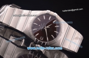 Omega Constellation Co-Axial Swiss ETA 2824 Automatic Full Steel with Brown Dial and Stick Markers