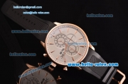 IWC Portuguese Chrono Japanese Miyota OS10 Quartz Rose Gold Case Stick Markers with Black Rubber Strap and White Dial