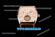 Vacheron Constantin Malte Tourbillon Power Reserve Swiss Tourbillon Manual Winding Steel Case with White Dial Stick Markers and Black Leather Strap