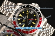 Rolex GMT Master Oyster Perpetual Automatic Movement ETA Case with Black/Red Bezel-Yellow Markers and Black Dial