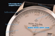 Patek Philippe Calatrava Swiss ETA 2824 Automatic Steel Case with Black Leather Strap White Dial