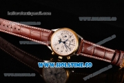 Longines Master Moonphase Chrono Swiss Valjoux 7751 Automatic Steel Case with Yellow Gold Bezel Arabic Numeral Markers and White Dial - 1:1 Original