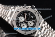 Audemars Piguet Royal Oak Offshore Seiko VK67 Quartz Stainless Steel Case/Bracelet with Black Dial and Arabic Numeral Markers Silver Subdials