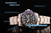 Rolex GMT-Master II Swiss ETA 2836 Automatic Full Steel with Black Dial Blue/Black Bezel and White Markers