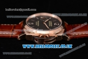 Panerai PAM 511 Luminor Marina 8 Days Oro Rosso Clone P.5000 Manual Winding Rose Gold Case with Brown Dial Brown Leather Strap and Arabic Number Markers (ZF)