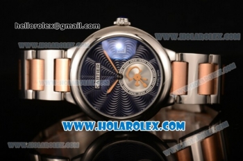 Cartier Rotonde De Miyota Quartz Two Tone Case/Bracelet with Blue Dial