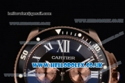 Cartier Calibre de Cartier Diver Japanese Miyota OS20 Quartz Rose Gold Case with Black Dial Rose Gold Subdial and Black Rubber Strap