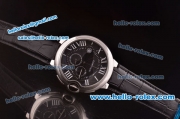 Cartier Ballon Bleu Chrono Miyota Quartz Steel Case with Black Dial and Black Leather Strap