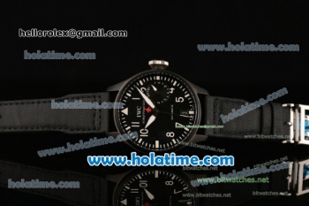 IWC Big Pilot's Top Gun Swiss Valjoux 7750 Automatic PVD Case with Black Dial Black Leather Bracelet and White Markers - New Edition