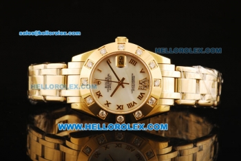 Rolex Datejust Automatic Movement Full Gold with White Dial and Diamond Bezel-ETA Coating Case