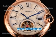 Cartier Ballon Bleu De Tourbillon Asia Automatic Rose Gold Case with White Dial and Brown Leather Strap - Roman Numeral Markers