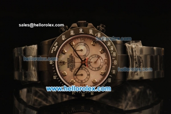 Rolex Daytona Chronograph Swiss Valjoux 7750 Automatic PVD Case and White MOP Dial-PVD Strap