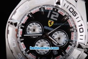 Ferrari Working Chronograph Quartz Movement with Black Dial and SS Strap