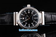 IWC Big Pilot Automatic Movement with Black Dial and White Numeral&Stick Marking-Black Leather Strap